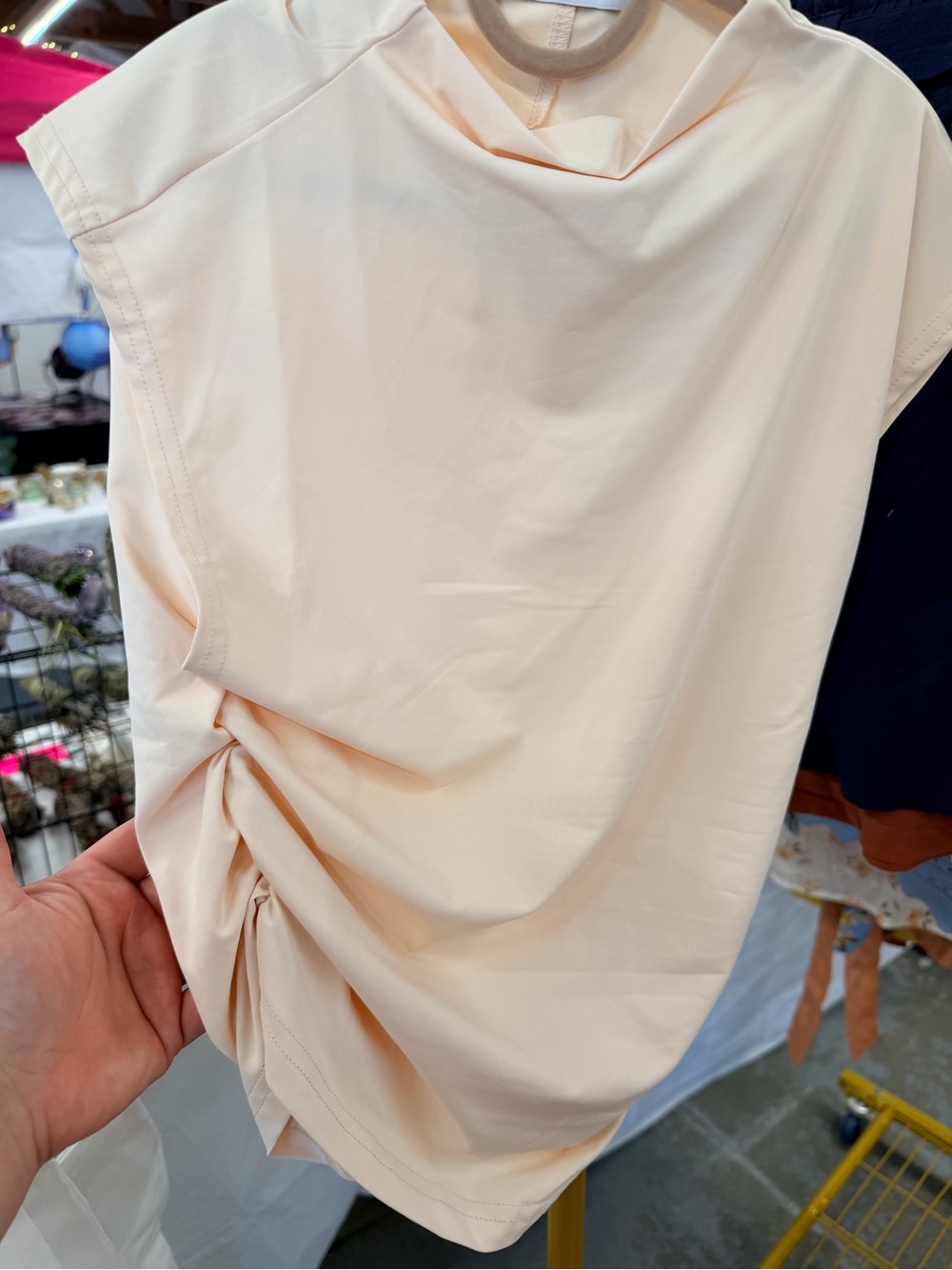 Soft creme Ruched Sleeve Top